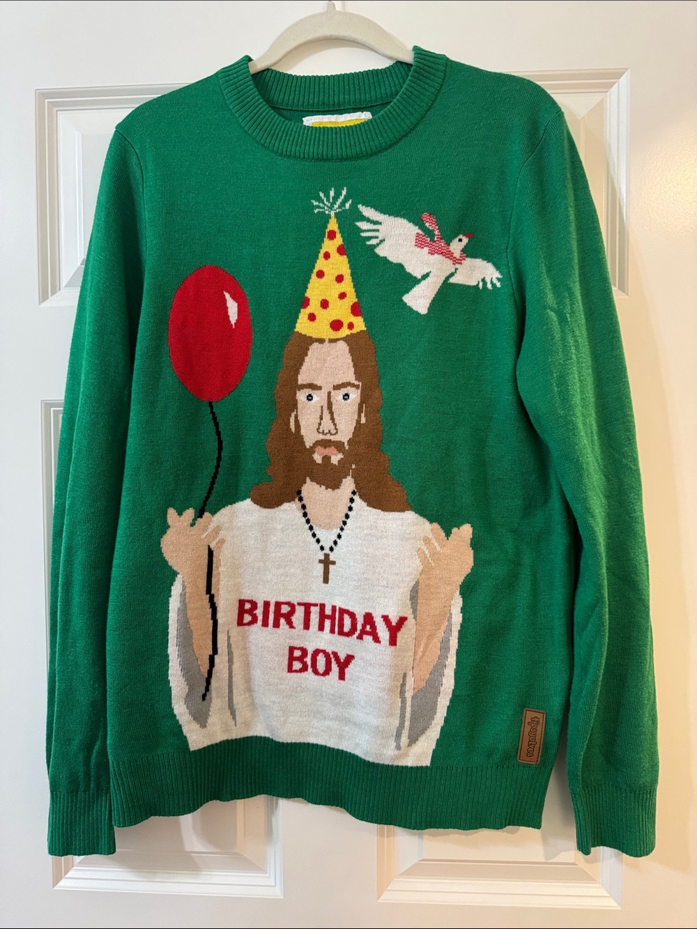 Tipsy Elves Green 'Birthday Boy' Graphic Crewneck Sweater with Red Accent
